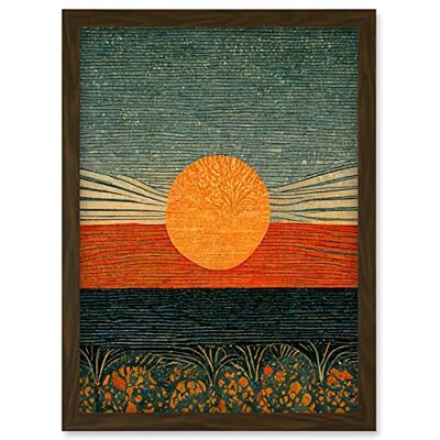 Artery8 - William Morris Style Sunrise Over Sea - A4 Artery8 - William Morris Style Sunrise Over Sea - A4