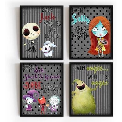 Silly Goose Gifts Even A Nightmare Will Brush Teeth Take A Bath Wash Hands Bathroom Character Wall Art Decor Prints Jack Sally Before Christmas Poster Signs Silly Goose Gifts Even A Nightmare Will Brush Teeth Take A Bath Wash Hands Bathroom Character Wall Art Decor Prints Jack Sally Before Christmas Poster Signs