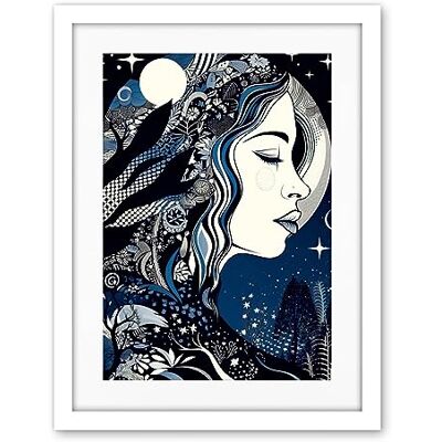 Artery8 New Moon Goddess Winter Moonlit Witchy Forest Starry Night Mother Nature Boho Patterns Artwork Framed Wall Art Print 18X24 Inch Artery8 New Moon Goddess Winter Moonlit Witchy Forest Starry Night Mother Nature Boho Patterns Artwork Framed Wall Art Print 18X24 Inch