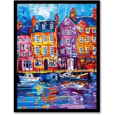 Artery8 Colourful Scarborough Harbour Yorkshire Painting Living Room Artwork Framed Wall Art Print A4 Artery8 Colourful Scarborough Harbour Yorkshire Painting Living Room Artwork Framed Wall Art Print A4
