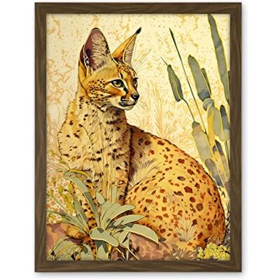 Artery8 Serval Cat in Nature Detailed Watercolour and Ink Bright Illustration Artwork Framed Wall Art Print 18X24 Inch Artery8 Serval Cat in Nature Detailed Watercolour and Ink Bright Illustration Artwork Framed Wall Art Print 18X24 Inch