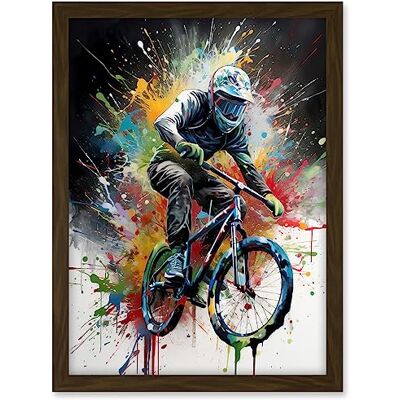 Artery8 Mountain Biking Extreme Sport Paint Splat Portrait Artwork Framed A3 Wall Art Print Artery8 Mountain Biking Extreme Sport Paint Splat Portrait Artwork Framed A3 Wall Art Print
