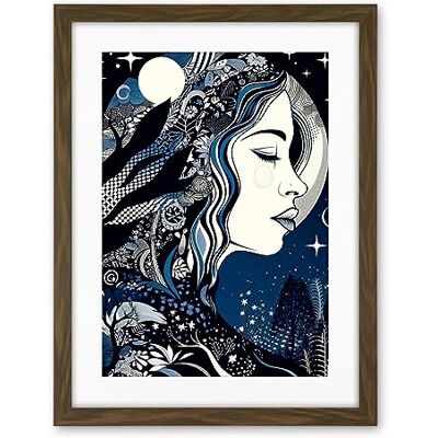 Artery8 New Moon Goddess Winter Moonlit Witchy Forest Starry Night Mother Nature Boho Patterns Artwork Framed Wall Art Print 18X24 Inch Artery8 New Moon Goddess Winter Moonlit Witchy Forest Starry Night Mother Nature Boho Patterns Artwork Framed Wall Art Print 18X24 Inch