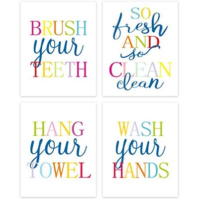 LHIUEM Funny Bathroom Quote&Saying Art Print Watercolor Lettering Sign Wall Art Painting Poster,Colorful Bathroom Rules Typography Cardstock Poster for Kids Washroom Decor (Set of 4, 8'' x 10'',Unframed) LHIUEM Funny Bathroom Quote&Saying Art Print Watercolor Lettering Sign Wall Art Painting Poster,Colorful Bathroom Rules Typography Cardstock Poster for Kids Washroom Decor (Set of 4, 8'' x 10'',Unframed)