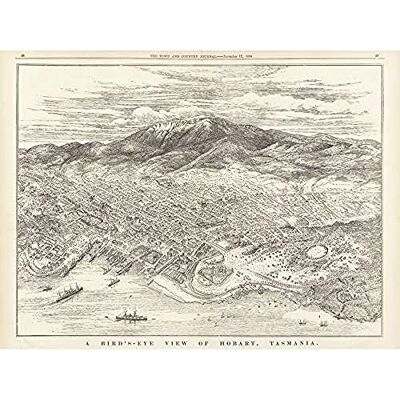 Artery8 Map ATCJ 1894 Bird's Eye View Hobart Tasmania Australia Art Print Canvas Premium Wall Decor Poster Mural Artery8 Map ATCJ 1894 Bird's Eye View Hobart Tasmania Australia Art Print Canvas Premium Wall Decor Poster Mural