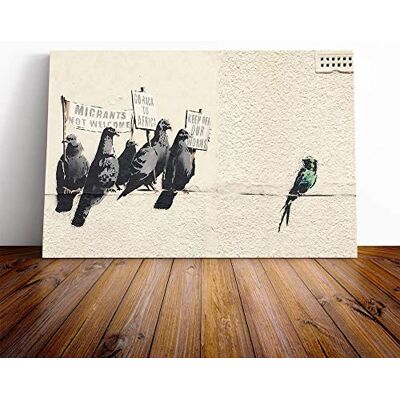Big Box Art Banksy Birds Graffiti Wall Art Canvas Print Gallery Wrapped 30mm Frame Wall Decor 20x14 inches Ready to Hang Pop Art Bird Picture Living Room Bedroom Lounge Office Big Box Art Banksy Birds Graffiti Wall Art Canvas Print Gallery Wrapped 30mm Frame Wall Decor 20x14 inches Ready to Hang Pop Art Bird Picture Living Room Bedroom Lounge Office
