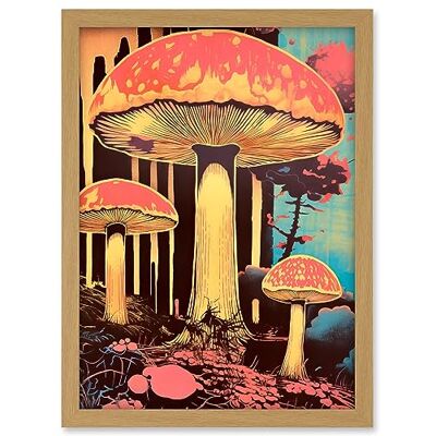 Artery8 Red Mushroom Fungi Pink Blue Bright Psychedelic Nature Kitchen Artwork Framed A3 Wall Art Print Artery8 Red Mushroom Fungi Pink Blue Bright Psychedelic Nature Kitchen Artwork Framed A3 Wall Art Print