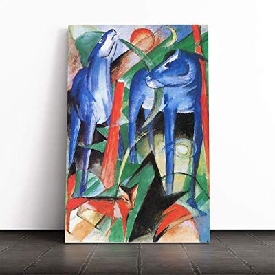 Big Box Art Franz Marc Two Blue Horses Vol.2 Canvas Print Gallery Wrapped 30mm Frame Wall Art 20x14 inches Ready to Hang Modern Animals Picture Living Room Bedroom Lounge Office Big Box Art Franz Marc Two Blue Horses Vol.2 Canvas Print Gallery Wrapped 30mm Frame Wall Art 20x14 inches Ready to Hang Modern Animals Picture Living Room Bedroom Lounge Office