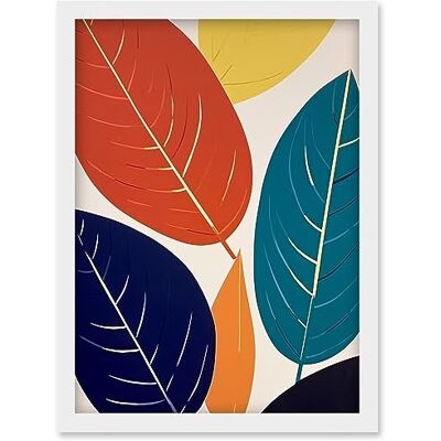 Artery8 Henri Matisse Style Leaves Linocut Painting Blue Yellow Orange Botanical Boho Leaf Artwork Framed Wall Art Print A4 Artery8 Henri Matisse Style Leaves Linocut Painting Blue Yellow Orange Botanical Boho Leaf Artwork Framed Wall Art Print A4