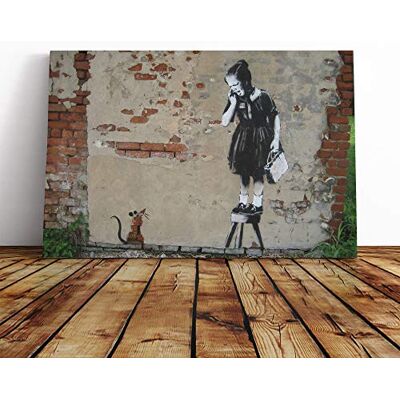 Big Box Art Banksy Girl and Rat Graffiti Wall Art Canvas Print Gallery Wrapped 30mm Frame Wall Decor 30x20 inches Ready to Hang Pop Art People Picture Living Room Bedroom Lounge Office Big Box Art Banksy Girl and Rat Graffiti Wall Art Canvas Print Gallery Wrapped 30mm Frame Wall Decor 30x20 inches Ready to Hang Pop Art People Picture Living Room Bedroom Lounge Office