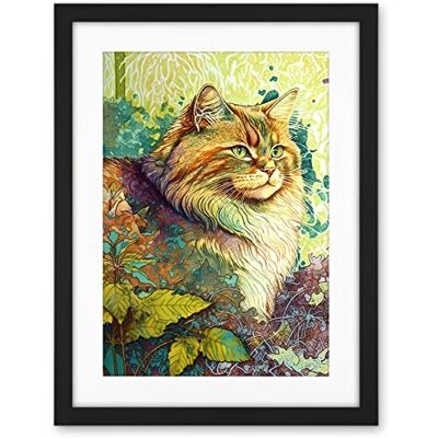 Artery8 Siberian Cat in Nature Vibrant Colourful Modern Portrait Illustration Artwork Framed Wall Art Print 18X24 Inch Artery8 Siberian Cat in Nature Vibrant Colourful Modern Portrait Illustration Artwork Framed Wall Art Print 18X24 Inch