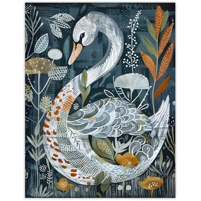 Artery8 Stylised Nature Pattern Swan Folk Art Painting Living Room Extra Large XL Wall Art Poster Print Artery8 Stylised Nature Pattern Swan Folk Art Painting Living Room Extra Large XL Wall Art Poster Print