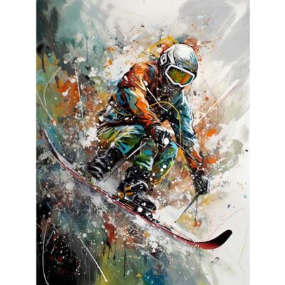 Artery8 Skier Skiing Winter Sport Paint Splat Painting Extra Large XL Wall Art Poster Print Artery8 Skier Skiing Winter Sport Paint Splat Painting Extra Large XL Wall Art Poster Print