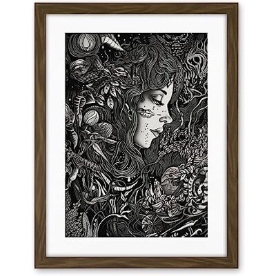 Artery8 Nature Goddess Black and White Modern Illustration Artwork Framed Wall Art Print 18X24 Inch Artery8 Nature Goddess Black and White Modern Illustration Artwork Framed Wall Art Print 18X24 Inch