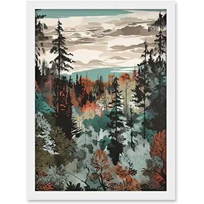Artery8 Taiga Boreal Autumnal Colours Forest Landscape Artwork Framed A3 Wall Art Print Artery8 Taiga Boreal Autumnal Colours Forest Landscape Artwork Framed A3 Wall Art Print