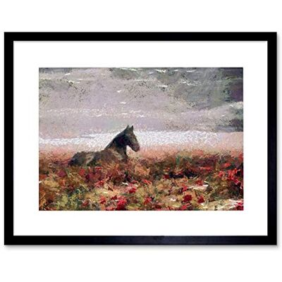 Wee Blue Coo NATURE PAINTING LANDSCAPE HORSE BLACK FRAMED ART PRINT B12X4045 Wee Blue Coo NATURE PAINTING LANDSCAPE HORSE BLACK FRAMED ART PRINT B12X4045