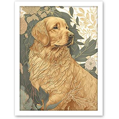 Artery8 Golden Retriever Dog in Nature Soft Pastel Colour Illustration Artwork Framed Wall Art Print 18X24 Inch Artery8 Golden Retriever Dog in Nature Soft Pastel Colour Illustration Artwork Framed Wall Art Print 18X24 Inch