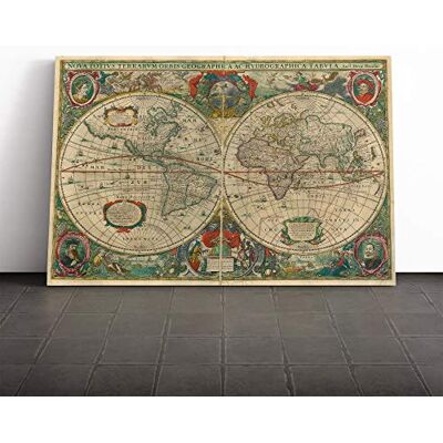 Big Box Art Henricus Hondius II-Vintage World Map Vol.3 Canvas Print Gallery Wrapped 30mm Frame Wall Art 20x14 inches Ready to Hang Classic Maps Picture Living Room Bedroom Lounge Office Big Box Art Henricus Hondius II-Vintage World Map Vol.3 Canvas Print Gallery Wrapped 30mm Frame Wall Art 20x14 inches Ready to Hang Classic Maps Picture Living Room Bedroom Lounge Office
