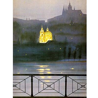 Wee Blue Coo PAINTINGS CITYSCAPE PRAGUE VTLAVA RIVER GOLD CHURCH SPIRE DOME DUSK FINE ART PRINT POSTER 30x40cm CC1054 Wee Blue Coo PAINTINGS CITYSCAPE PRAGUE VTLAVA RIVER GOLD CHURCH SPIRE DOME DUSK FINE ART PRINT POSTER 30x40cm CC1054