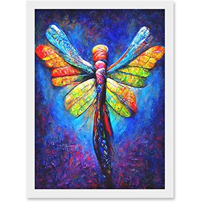 Doppelganger33 LTD Vibrant Neon Dragonfly Glowing Night Oil Painting Artwork Framed A3 Wall Art Print Doppelganger33 LTD Vibrant Neon Dragonfly Glowing Night Oil Painting Artwork Framed A3 Wall Art Print