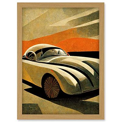 Doppelganger33 LTD Art Deco Vintage Sports Car Sunset Illustration Artwork Framed A3 Wall Art Print Doppelganger33 LTD Art Deco Vintage Sports Car Sunset Illustration Artwork Framed A3 Wall Art Print