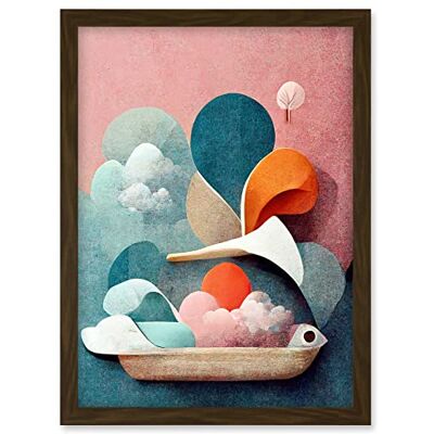 Doppelganger33 LTD Modern Boho Abstract Ship In Sky Clouds In Pastel Colours Toilet Artwork Framed A3 Wall Art Print Doppelganger33 LTD Modern Boho Abstract Ship In Sky Clouds In Pastel Colours Toilet Artwork Framed A3 Wall Art Print