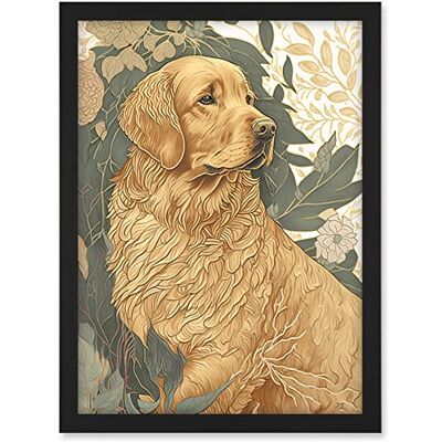 Artery8 Golden Retriever Dog in Nature Soft Pastel Colour Illustration Artwork Framed A3 Wall Art Print Artery8 Golden Retriever Dog in Nature Soft Pastel Colour Illustration Artwork Framed A3 Wall Art Print