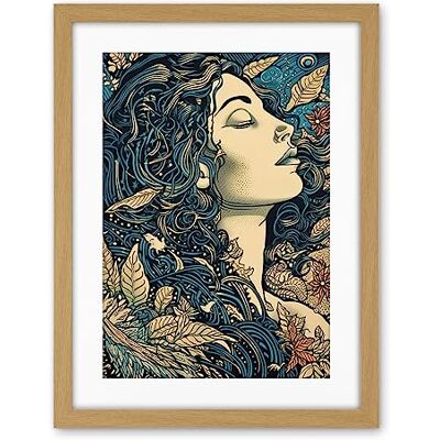 Artery8 Mother Nature Modern Boho Art Nouveau Linocut Artwork Framed Wall Art Print 18X24 Inch Artery8 Mother Nature Modern Boho Art Nouveau Linocut Artwork Framed Wall Art Print 18X24 Inch
