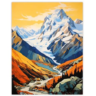 Artery8 Aoraki Mount Cook Artwork Amber Orange Blue National Park New Zealand Snow Peaked Mountain Cloud Piercer Extra Large XL Wall Art Poster Print Artery8 Aoraki Mount Cook Artwork Amber Orange Blue National Park New Zealand Snow Peaked Mountain Cloud Piercer Extra Large XL Wall Art Poster Print