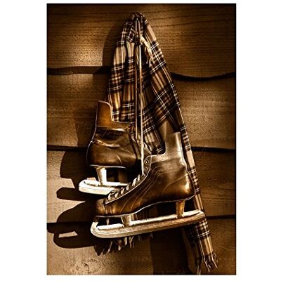 Wee Blue Coo Sport Photo Vintage Old Ice Hockey Skates Sepia Wall Art Print Wee Blue Coo Sport Photo Vintage Old Ice Hockey Skates Sepia Wall Art Print