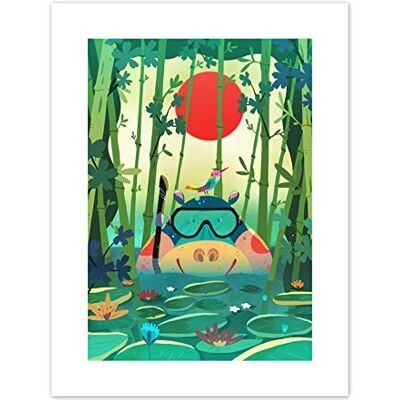 Wee Blue Coo Jungle Animals Hippo Canvas Wall Art Print Wee Blue Coo Jungle Animals Hippo Canvas Wall Art Print