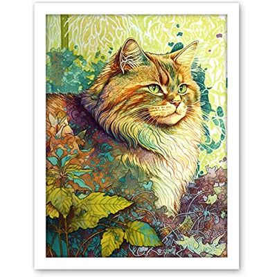 Artery8 Siberian Cat in Nature Vibrant Colourful Modern Portrait Illustration Artwork Framed Wall Art Print 18X24 Inch Artery8 Siberian Cat in Nature Vibrant Colourful Modern Portrait Illustration Artwork Framed Wall Art Print 18X24 Inch