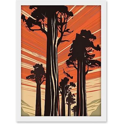 Artery8 Sequoia National Forest Large Tree Linocut Poster Artwork Framed A3 Wall Art Print Artery8 Sequoia National Forest Large Tree Linocut Poster Artwork Framed A3 Wall Art Print