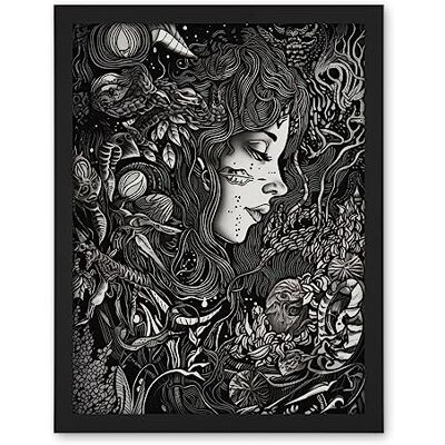 Artery8 Nature Goddess Black and White Modern Illustration Artwork Framed Wall Art Print 18X24 Inch Artery8 Nature Goddess Black and White Modern Illustration Artwork Framed Wall Art Print 18X24 Inch