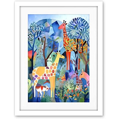 Artery8 Grazing Animals Folk Art Watercolour Painting Artwork Framed Wall Art Print 18X24 Inch Artery8 Grazing Animals Folk Art Watercolour Painting Artwork Framed Wall Art Print 18X24 Inch