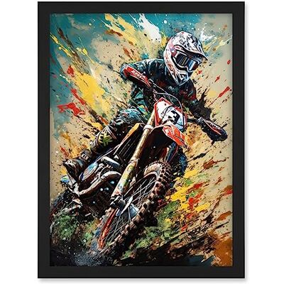 Artery8 Motocross Race Sport Driver Action Shot Painting Artwork Framed A3 Wall Art Print Artery8 Motocross Race Sport Driver Action Shot Painting Artwork Framed A3 Wall Art Print