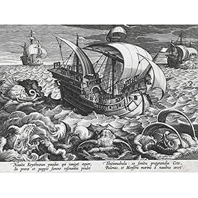 Artery8 Collaert Sea Monsters Around A Ship Engraving Art Print Canvas Premium Wall Decor Poster Mural Artery8 Collaert Sea Monsters Around A Ship Engraving Art Print Canvas Premium Wall Decor Poster Mural