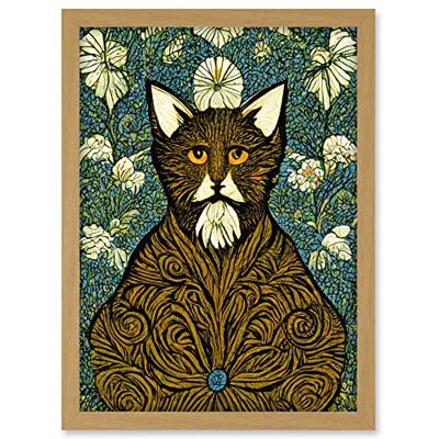 Doppelganger33 LTD Floral Paisley Illustrated Golden Cat William Morris Artwork Framed A3 Wall Art Print Doppelganger33 LTD Floral Paisley Illustrated Golden Cat William Morris Artwork Framed A3 Wall Art Print