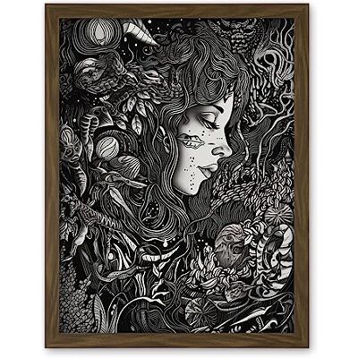 Artery8 Nature Goddess Black and White Modern Illustration Artwork Framed Wall Art Print 18X24 Inch Artery8 Nature Goddess Black and White Modern Illustration Artwork Framed Wall Art Print 18X24 Inch