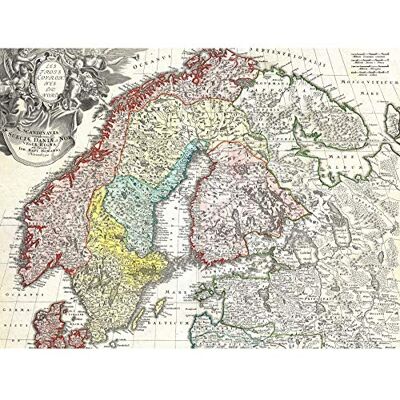 Fine Art Prints Map Homann 1730 Norway Finland Baltic Denmark Sweden Premium Wall Art Canvas Print 18X24 Inch Fine Art Prints Map Homann 1730 Norway Finland Baltic Denmark Sweden Premium Wall Art Canvas Print 18X24 Inch