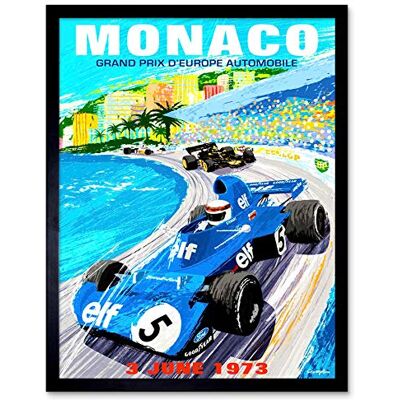 Artery8 - Monaco Europe Grand Prix 1973 - Black Frame - 12x16 inch - Poster Artery8 - Monaco Europe Grand Prix 1973 - Black Frame - 12x16 inch - Poster