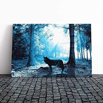 Big Box Art Wolf in The Blue Forest Canvas Print Gallery Wrapped 30mm Frame Wall Art 20x14 inches Ready to Hang Modern Animals Picture Living Room Bedroom Lounge Office Big Box Art Wolf in The Blue Forest Canvas Print Gallery Wrapped 30mm Frame Wall Art 20x14 inches Ready to Hang Modern Animals Picture Living Room Bedroom Lounge Office