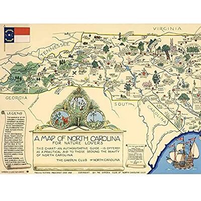 Artery8 Map Pugh 1937 North Carolina Nature Lovers Pictorial Unframed Wall Art Print Poster Home Decor Premium Artery8 Map Pugh 1937 North Carolina Nature Lovers Pictorial Unframed Wall Art Print Poster Home Decor Premium