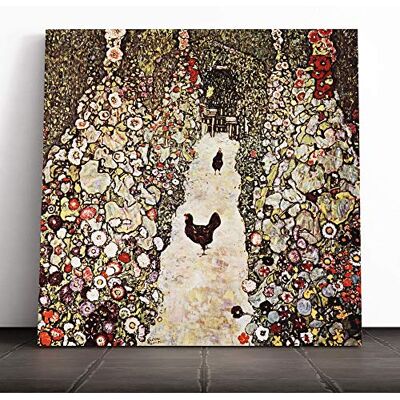 Big Box Art Canvas Print Wall Art Gustav Klimt Garden with Chickens and Roosters Mounted & Stretched Box Frame Picture Home Decor for Kitchen, Living Room, Bedroom, Muli-Colour, 14x14 Inch Big Box Art Canvas Print Wall Art Gustav Klimt Garden with Chickens and Roosters Mounted & Stretched Box Frame Picture Home Decor for Kitchen, Living Room, Bedroom, Muli-Colour, 14x14 Inch