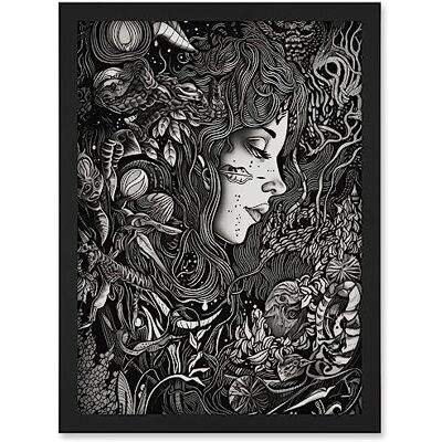 Artery8 Nature Goddess Black and White Modern Illustration Artwork Framed A3 Wall Art Print Artery8 Nature Goddess Black and White Modern Illustration Artwork Framed A3 Wall Art Print