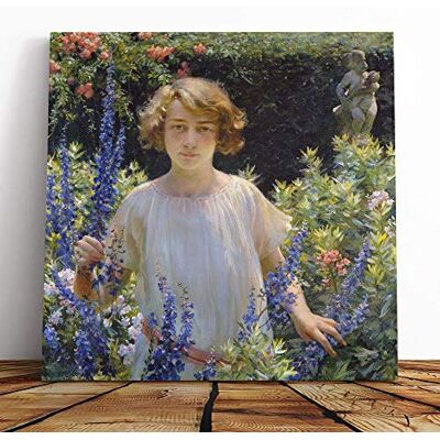 Big Box Art Canvas Print Wall Art Charles C. Curran Girl in The Flowers Mounted & Stretched Box Frame Picture Home Decor for Kitchen, Living Room, Bedroom, Hallway, Multi-Colour, 14x14 Inch Big Box Art Canvas Print Wall Art Charles C. Curran Girl in The Flowers Mounted & Stretched Box Frame Picture Home Decor for Kitchen, Living Room, Bedroom, Hallway, Multi-Colour, 14x14 Inch