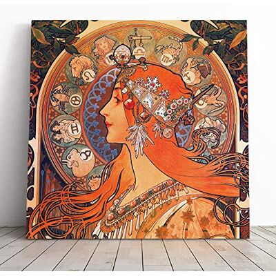 Big Box Art Canvas Print Wall Art Alphonse Mucha Zodiac Mounted and Stretched Box Frame Picture Home Decor for Kitchen, Living, Dining Room, Bedroom, Hallway, Multi-Colour, 14x14 Inch Big Box Art Canvas Print Wall Art Alphonse Mucha Zodiac Mounted and Stretched Box Frame Picture Home Decor for Kitchen, Living, Dining Room, Bedroom, Hallway, Multi-Colour, 14x14 Inch