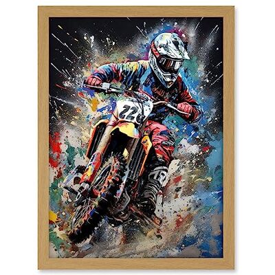 Artery8 Motocross Race Action Shot Extreme Sport Painting Artwork Framed A3 Wall Art Print Artery8 Motocross Race Action Shot Extreme Sport Painting Artwork Framed A3 Wall Art Print