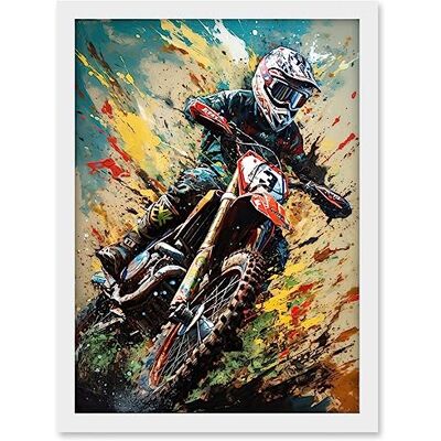 Artery8 Motocross Race Sport Driver Action Shot Painting Artwork Framed A3 Wall Art Print Artery8 Motocross Race Sport Driver Action Shot Painting Artwork Framed A3 Wall Art Print