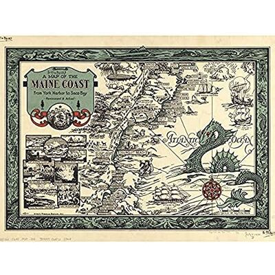 Fine Art Prints Button 1929 Pictorial Map Maine Coast History Art Print Canvas Premium Wall Decor Poster Mural Fine Art Prints Button 1929 Pictorial Map Maine Coast History Art Print Canvas Premium Wall Decor Poster Mural
